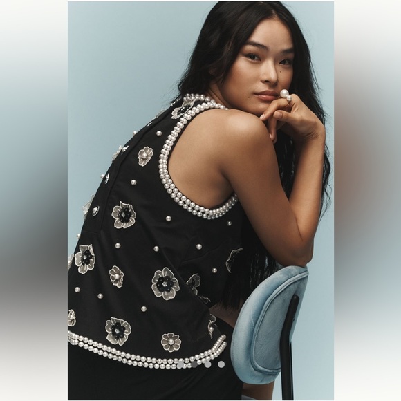 Anthropologie NWMaeve 3D Flower Pearl Top size S. - Picture 5 of 16